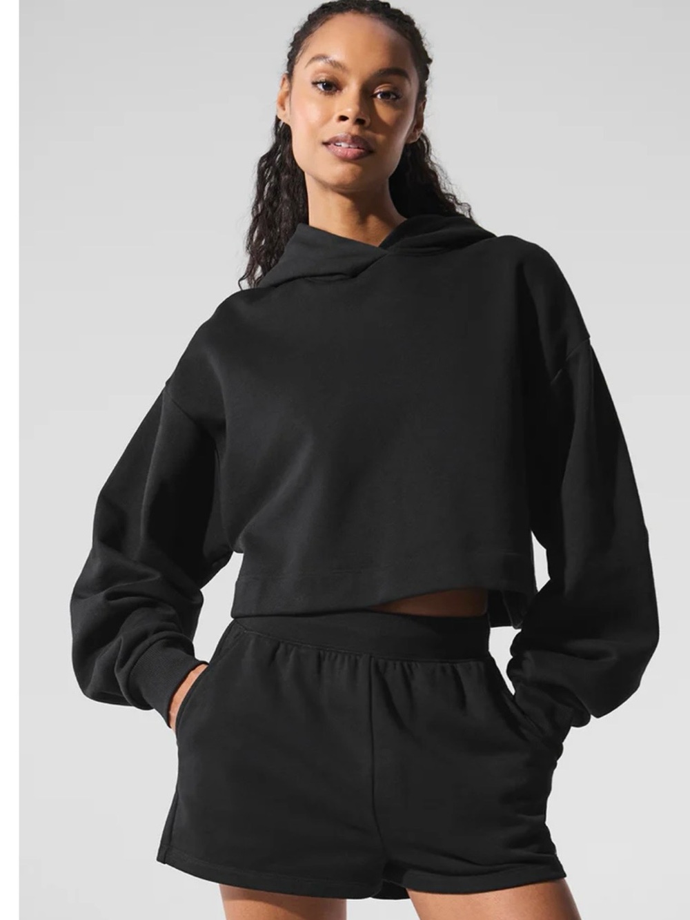 NWOT Alo Yoga Bae Hoodie featuring a cropped, slouchy silhouette.Size S.